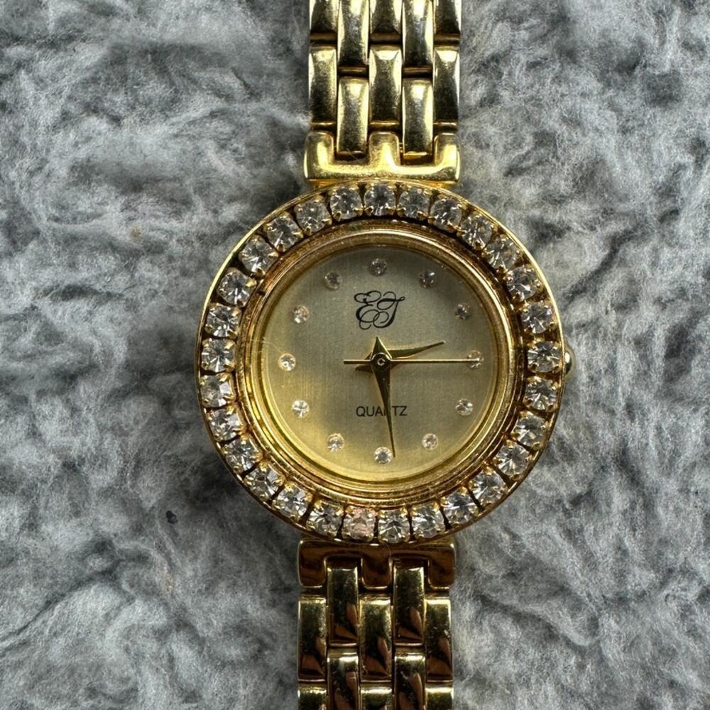 Elizabeth Taylor - Women's Gold Tone, Rhinestone Bezel